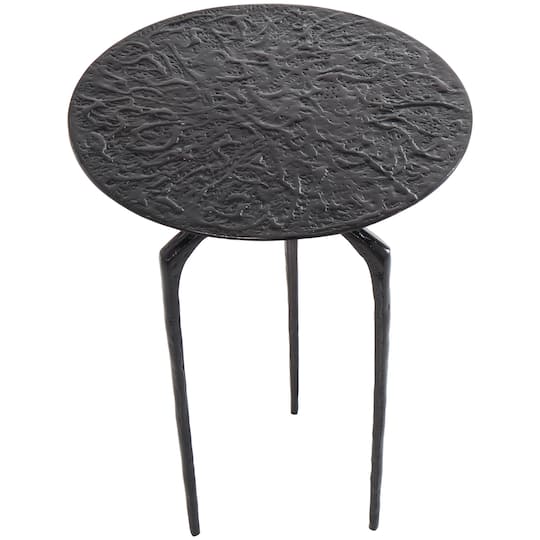 22" Gray Aluminum Geometric Textured Accent Table
